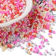 Baking Paint Glass Seed Beads, Cylinder, Pearl Pink, 2.5x2mm, Hole: 1.4mm, about 45359pcs/pound(SEED-S042-05A-08)