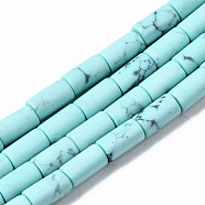 Synthetic Turquoise Beads Strands, Dyed, Column, Pale Turquoise, 5~6x3mm, Hole: 0.8mm, about 62~63pcs/strand, 15.35~15.75 inch(39~40cm)(G-S366-076B)