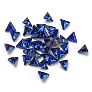 Glass Rhinestone Cabochons, Back Plated, Triangle, Sapphire, 6x7x3mm(FIND-C039-07B)