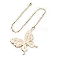 Butterfly Alloy Rhinestone Ceiling Fan Pull Chain Extenders, with 304 Stainless Steel Ball Chains, Misty Rose, 372mm(FIND-JF00115-04)