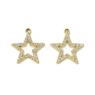 UV Plating Alloy Rhinestone Pendants, Golden, Star, 23.5x21.5x2mm, Hole: 2mm(FIND-B039-02G-05)