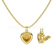 925 Sterling Silver Pendant Necklaces, Micro Pave Cubic Zirconia, Heart, Real 18K Gold Plated, 15.83 inch(40.2cm)(NJEW-L179-03G)