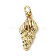 Rack Plating Brass Pendants, with Jump Ring, Long-Lasting Plated, Lead Free & Cadmium Free, Conch, Real 18K Gold Plated, 19.5x8.5x5.5mm, Hole: 3mm(KK-B092-26G)