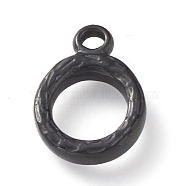304 Stainless Steel Toggle Clasps Parts, Textured, Ring, Electrophoresis Black, 16x12x2mm, Hole: 2mm(STAS-K209-01B)