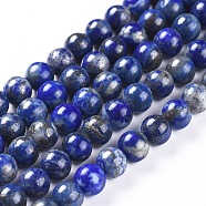 Natural Lapis Lazuli Beads Strands, Round, 6mm, Hole: 1mm, about 58pcs/strand, 15.28 inch(38.8cm)(G-J385-F01-A)