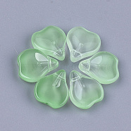 Transparent Spray Painted Glass Pendants, Petal, Light Green, 15x13x5mm, Hole: 1mm(GLAA-S183-06D)