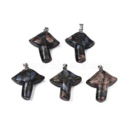 Natural Glaucophane Pendants, with Stainless Steel Snap On Bails, Mushroom, Stainless Steel Color, 27.5~28.5x23~25x9.5~10.5mm, Hole: 3x5mm(G-R480-02J)