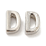 Platinum Plated Alloy Beads, Initial Letter, Letter.D, 10x3mm, Hole: 1.8mm(PALLOY-CJC0001-64P-D)