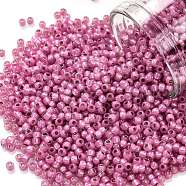 TOHO Round Seed Beads, Japanese Seed Beads, (2106) Silver Lined Milky Mauve, 11/0, 2.2mm, Hole: 0.8mm, about 1110pcs/bottle, 10g/bottle(SEED-JPTR11-2106)