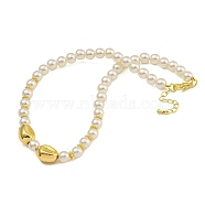 Rack Plating Brass & ABS Plastic Pearl Beads Beaded Necklaces for Women, Cadmium Free & Lead Free, Long-Lasting Plated, Real 18K Gold Plated, 14.17 inch(36cm)(NJEW-C059-16G)