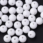 Opaque Acrylic Beads, Round, White, 12x11mm, Hole: 1.8mm, about 566pcs/500g(MACR-S370-C12mm-01)