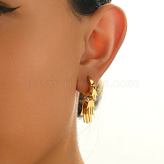 Elegant Stainless Steel Hand Chandelier Earrings, Real 18K Gold Plated, 30x28mm(ZD9069-1)