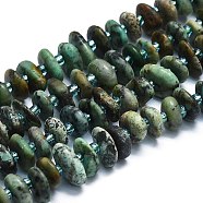 Natural African Turquoise(Jasper) Beads Strands, Chips, 10~12x8~9x3~4mm, Hole: 2mm, about 83pcs/strand, 15.55''(39.5cm)(G-K245-H14-03)