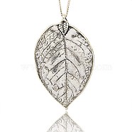 Alloy Large Pendants, Leaf, Antique Silver, 78x48x2mm, Hole: 3mm(PALLOY-J138-01AS)