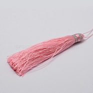 Nylon Tassels Big Pendant Decorations, Pink, 95x10.5mm(HJEW-L010-14)