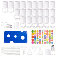 24Pcs Transparent Glass Roller Ball Bottles with Plastic Cover, Column, with 1Pcs Plastic Bottle Openers, 1Pcs Paper Stickers, 4Pcs Plastic Funnel & Transfer Pipettes, White, 3.1x1.6cm, Capacity: 1ml(0.03fl. oz)(DIY-BC0006-47)
