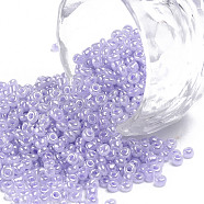 12/0 Glass Seed Beads, Ceylon, Round, Round Hole, Violet, 12/0, 2mm, Hole: 1mm, about 3333pcs/50g, 50g/bag, 18bags/2pounds(SEED-US0003-2mm-150)