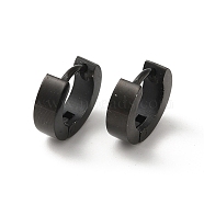 Polishing 304 Stainless Steel Hoop Earrings, Black, 9x3mm(EJEW-P255-11EB)