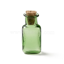 Rectangle Miniature Glass Bottles, with Cork Stoppers, Empty Wishing Bottles, for Dollhouse Accessories, Jewelry Making, Lime Green, 12x14x34mm(GLAA-H019-06E)