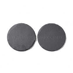 Natural Black Stone Cup Mat, Rough Edge Coaster, with Sponge Pad, Flat Round, 99x7~7.5mm(AJEW-G036-03)