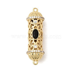 Brass Pave Black and Clear Cubic Zirconia Filigree Cylinder Connector Charms, Column Links, Cadmium Free & Lead Free, Rack Plating, Long-Lasting Plated, Golden, 31.5x9.5mm, Hole: 1.3mm(KK-C255-25G)