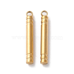 304 Stainless Steel Pendants, Column Bar Charms, Golden, 23x3mm, Hole: 1.8mm(STAS-Z062-01G)