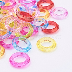 Transparent Acrylic Beads, Faceted, Donut, Mixed Color, about 19.5mm in diameter, 4.5mm thick, hole: 12mm(X-PL671Y)
