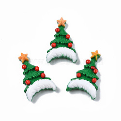 Opaque Resin Cabochons, Christmas Tree, Green, 34.5x20x9mm(CRES-N021-111)
