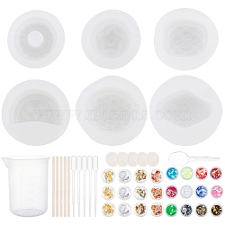 DIY Fruit Shape Pendant Silicone Molds Kits, Including Wooden Craft Sticks, Plastic Pipettes, Latex Finger Cots, Plastic Measuring Cups, plastic Spoon, UV Gel Nail Art Tinfoil, White, 29x28x11mm, Inner Diameter: 15x23mm, 1pc(DIY-OC0003-48)