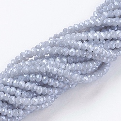Electroplate Glass Beads Strands, Pearl Luster Plated, Faceted, Rondelle, Blue Violet, 3x2mm, Hole: 0.8~1mm, about 185~190pcs/strand, 15.5~16 inch(39.3~40.6cm)(GLAA-F078-PL04)