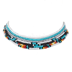 Glass Bead Necklaces for Women, Mixed Color, 14.96 inch(38cm), 7pcs/set(NJEW-JN04671)