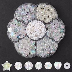 DIY Beads Jewelry Making Finding Kit, Including Acrylic & Polymer Clay Beads, Heart & Star & Round & Disc, Clear, 6~10x6~10x1~7mm, Hole: 1~1.8mm(DIY-YW0007-44)