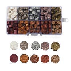 Sealing Wax Particles, for Retro Seal Stamp, Octagon, Mixed Color, 9mm, 10 colors, 25pcs/color, 250pcs/box(DIY-X0099-07C)