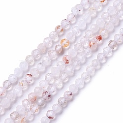 Natural Quartz Crystal Beads Strands, Faceted, Round, 3~3.5mm, Hole: 0.5mm, about 131pcs/strand, 15.35 inch(39cm)(G-L581A-003B)