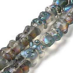 Electroplate Glass Beads Strands, Frosted, Bear, Aqua, 15x11.5x9mm, Hole: 1mm, about 45pcs/strand, 25.59''(65cm)(EGLA-Q127-A02-01A)