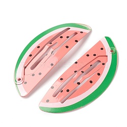 Baking Painted Stainless Iron Snap Hair Clips, for Children's Day, Watermelon, Red, 55x21.5x2.5mm(PHAR-B0002-25B)