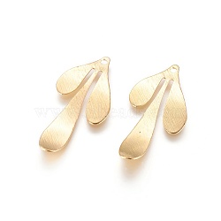 Rack Plating Brass Pendants, Long-Lasting Plated, Leaf, Golden, 35.5x17x0.5mm, Hole: 1.5mm(KK-F804-13G)