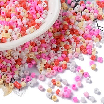 Baking Paint Glass Seed Beads, Cylinder, Pearl Pink, 2.5x2mm, Hole: 1.4mm, about 45359pcs/pound