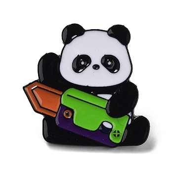 Radish Knife & Panda Enamel Pins, Black Zinc Alloy Brooch for Backpack Clothes, Black, 25x26x2mm