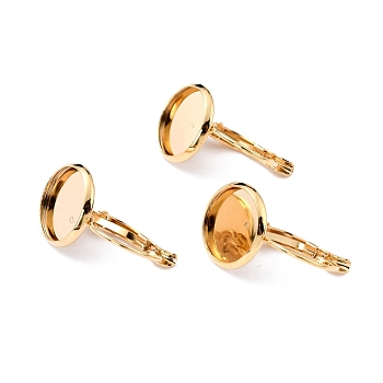 304 Stainless Steel Leverback Earring Settings, Flat Round, Golden, Tray: 10mm, 21x12x11mm, Pin: 0.7mm