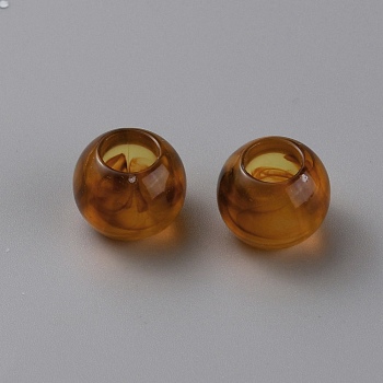 Acrylic European Beads, Imitation Shell Color, Large Hole Beads, Rondelle, Saddle Brown, 12x9mm, Hole: 6mm