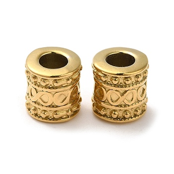 304 Stainless Steel Beads, Large Hole Beads, Column with Infinity, Real 18K Gold Plated, 8x8.5mm, Hole: 3.8mm