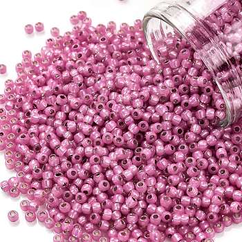 TOHO Round Seed Beads, Japanese Seed Beads, (2106) Silver Lined Milky Mauve, 11/0, 2.2mm, Hole: 0.8mm, about 1110pcs/bottle, 10g/bottle