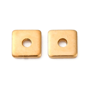 304 Stainless Steel Spacer Beads, Square, Ion Plating(IP), Golden, 4x4x1mm, Hole: 1.2mm