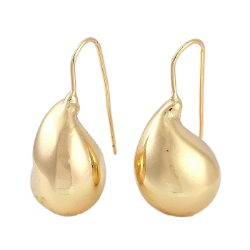 Teardrop Brass Dangle Earrings for Women, Long-Lasting Plated, Real 18K Gold Plated, 30.5x13mm