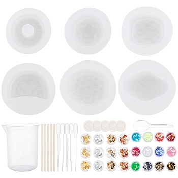 DIY Fruit Shape Pendant Silicone Molds Kits, Including Wooden Craft Sticks, Plastic Pipettes, Latex Finger Cots, Plastic Measuring Cups, plastic Spoon, UV Gel Nail Art Tinfoil, White, 29x28x11mm, Inner Diameter: 15x23mm, 1pc