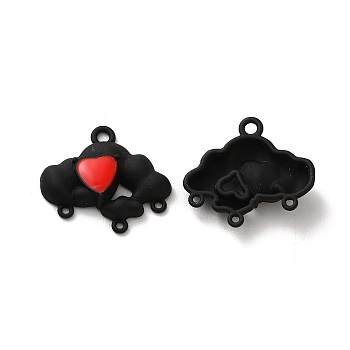 Alloy Chandelier Component Links, Spray Painted, Lead Free & Cadmium Free, Cloud with Heart, Black, 19x21x4.5mm, Hole: 1.8mm