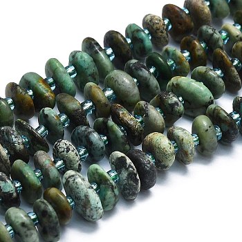 Natural African Turquoise(Jasper) Beads Strands, Chips, 10~12x8~9x3~4mm, Hole: 2mm, about 83pcs/strand, 15.55''(39.5cm)