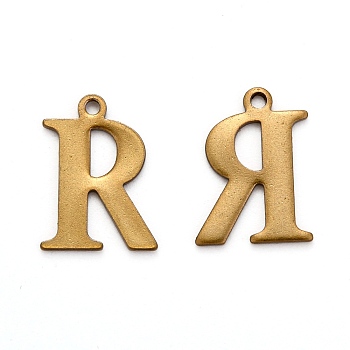 304 Stainless Steel Alphabet Charms, Antique Bronze, Letter.R, 12x9x1mm, Hole: 1mm