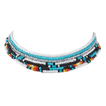 Glass Bead Necklaces for Women, Mixed Color, 14.96 inch(38cm), 7pcs/set